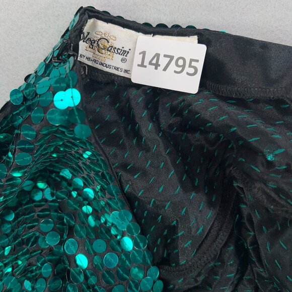 Oleg Cassini Dress Womens 6 Emerald Teal Jewel Sequin Sparkle Evening Party Glam - Picture 15 of 15